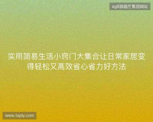 实用简易生活小窍门大集合让日常家居变得轻松又高效省心省力好方法