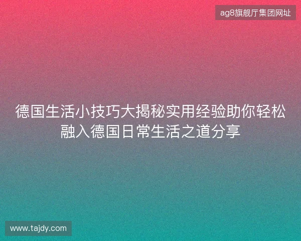 德国生活小技巧大揭秘实用经验助你轻松融入德国日常生活之道分享